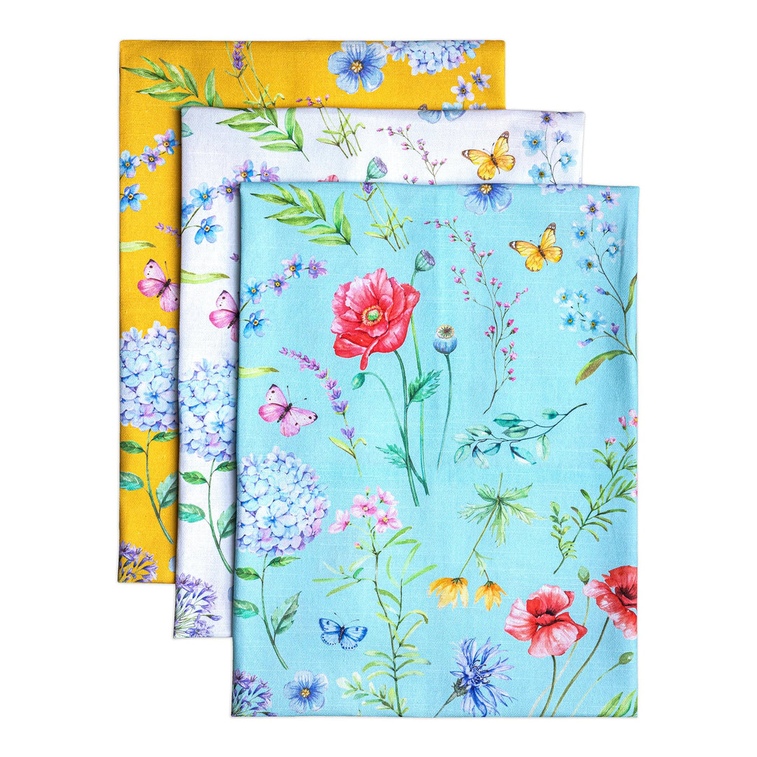 Maison d' Hermine Just Florals 100% Baumwolle Set von 3 Multi-Purpose Küchenhandtuch | Bar Handtüche