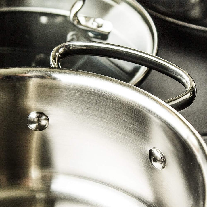 TEFAL DUETTO TOPFSET Kochtopfset Töpfe Induktion Edelstahl mit Glasdeckel 10 tlg