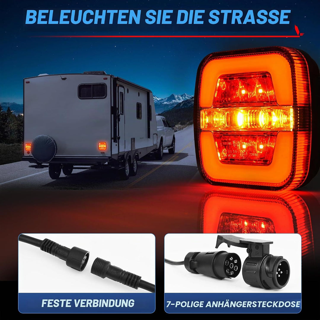 MICTUNING Anhänger Rücklicht-Set Anhängerbeleuchtung 7,5M Kabel mit 2 Steckers Anhänger-Rückleuchte
