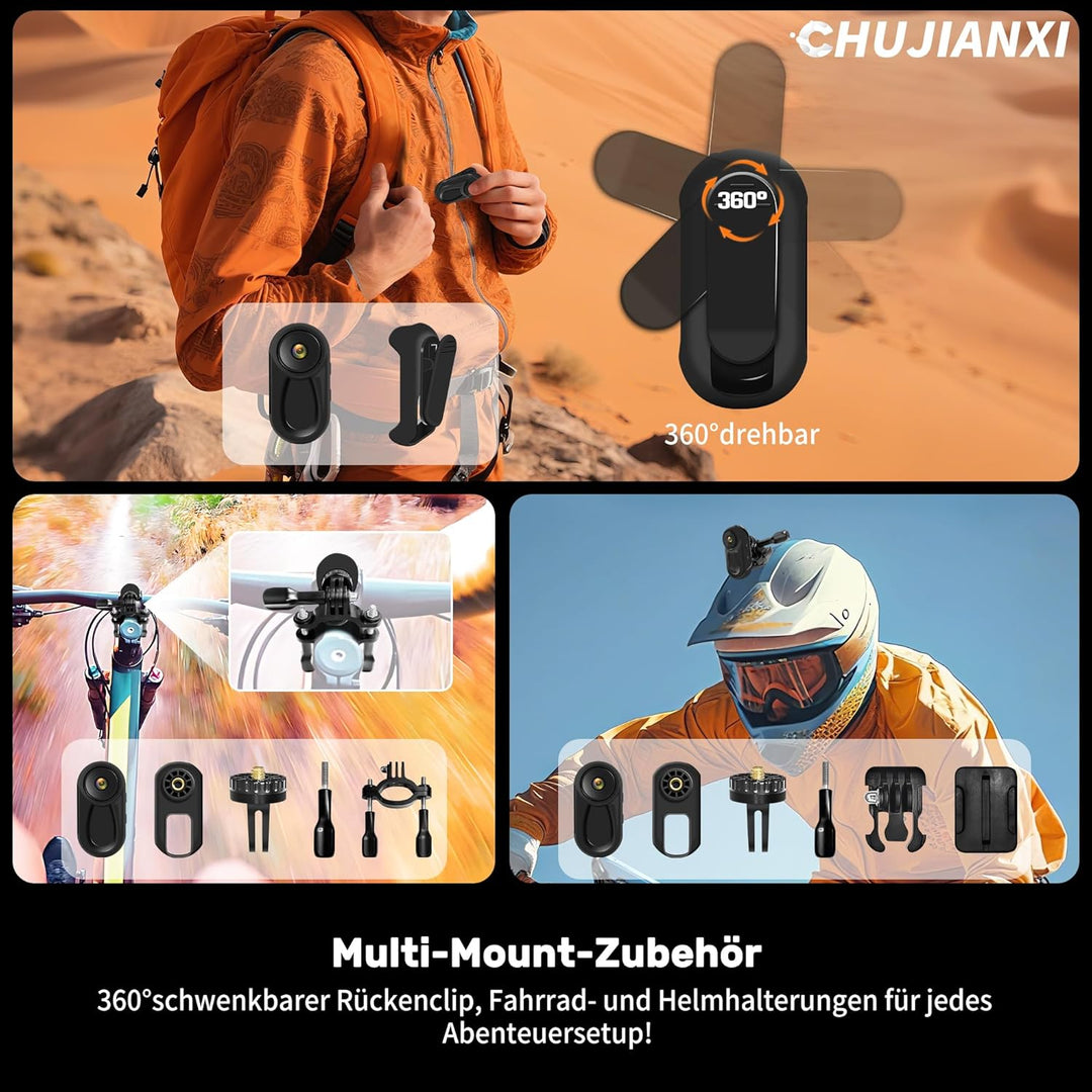 Mini Action Cam,Bodycam Körperkamera Mini 1080P mit 0,85-Zoll-Display,Daumen Body Cam,Multifunktions