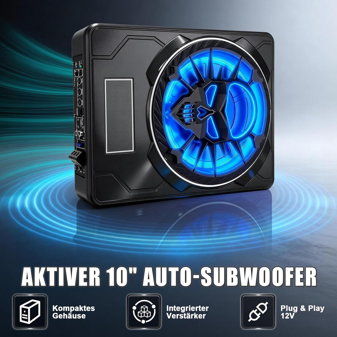 Fahrzeug Aktiver Subwoofer 10 Zoll Ultra Dünn Unter Sitz 800W Peak 220W RMS Aktives Bassmodul Integr