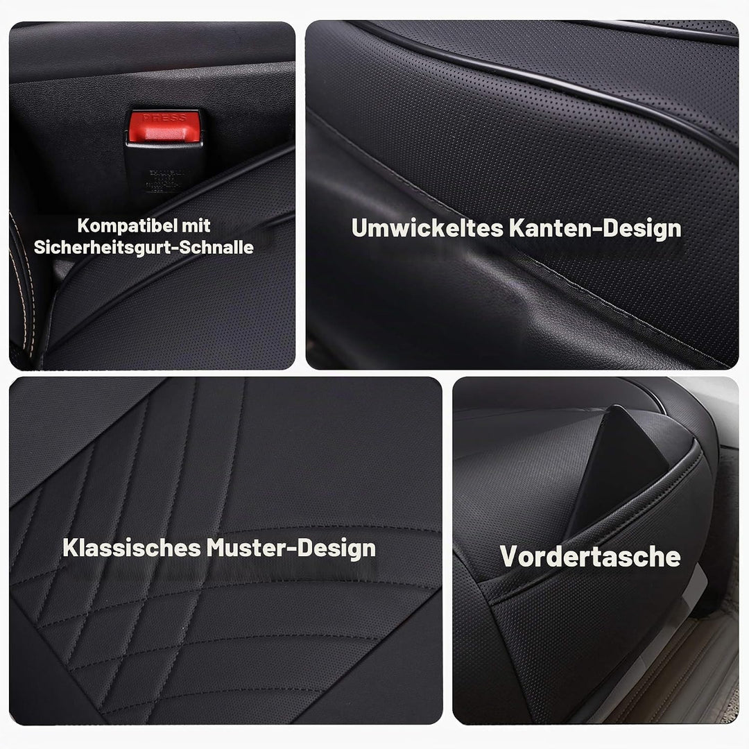kingphenix Premium-PU-Autositzbezug, Vordersitzschutz, funktioniert mit 95% Aller Fahrzeuge, gepolst