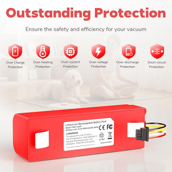 ASUNCELL 14,4V 6900mAh Li-ion Ersatzakku für Xiaomi Roborock S50 S51 S55 S7 S6 S5 Max Xiaowa E20 E25