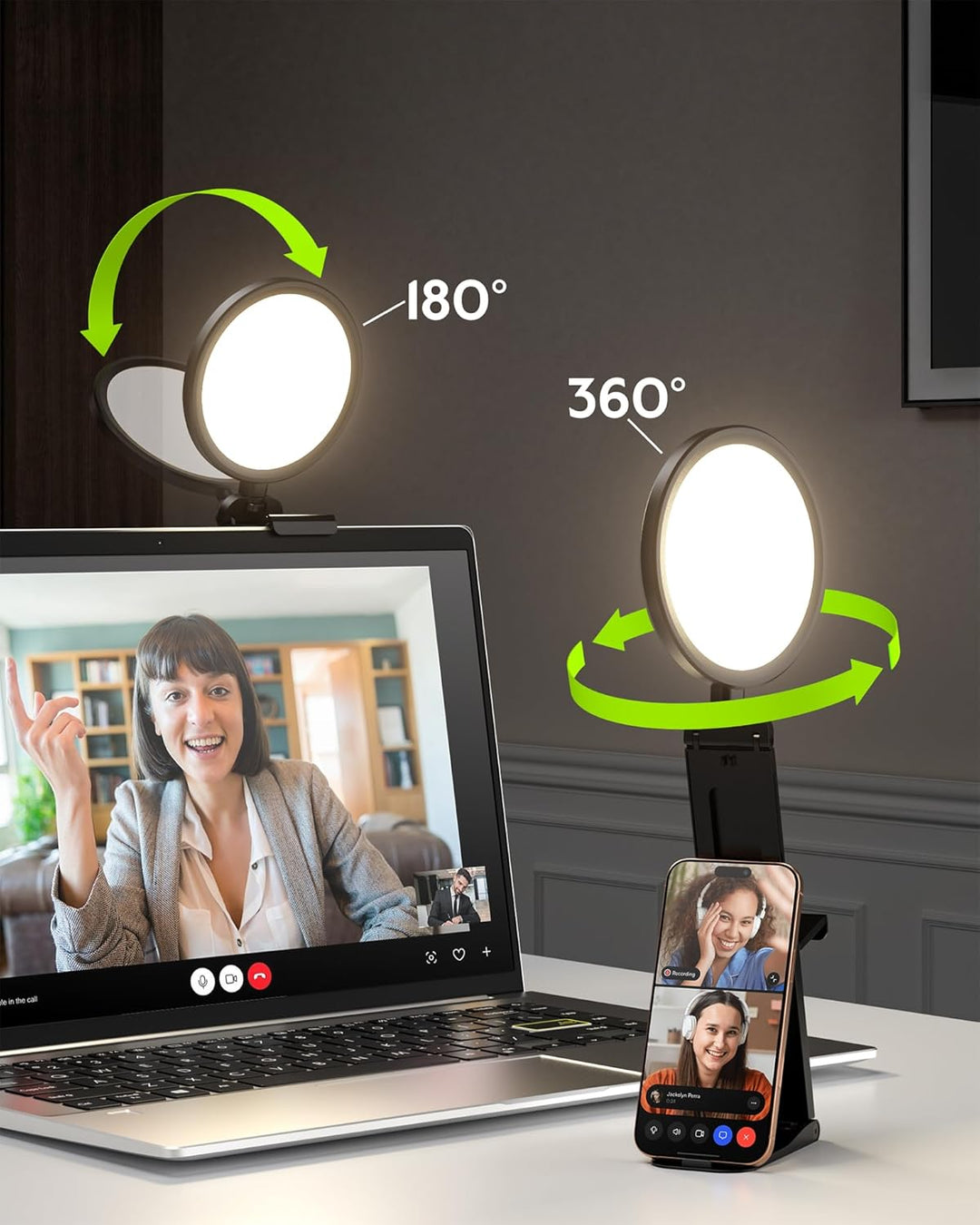 Ringlicht Laptop 5" Videokonferenz Licht,LitONES Premium Streaming-Licht mit 5 Lichtfarben+10 Hellig