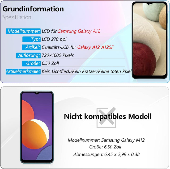RongZy Kompatibel mit Samsung Galaxy A12/A125F Ersatz Bildschirm LCD Display und Touchscreen-Digitiz