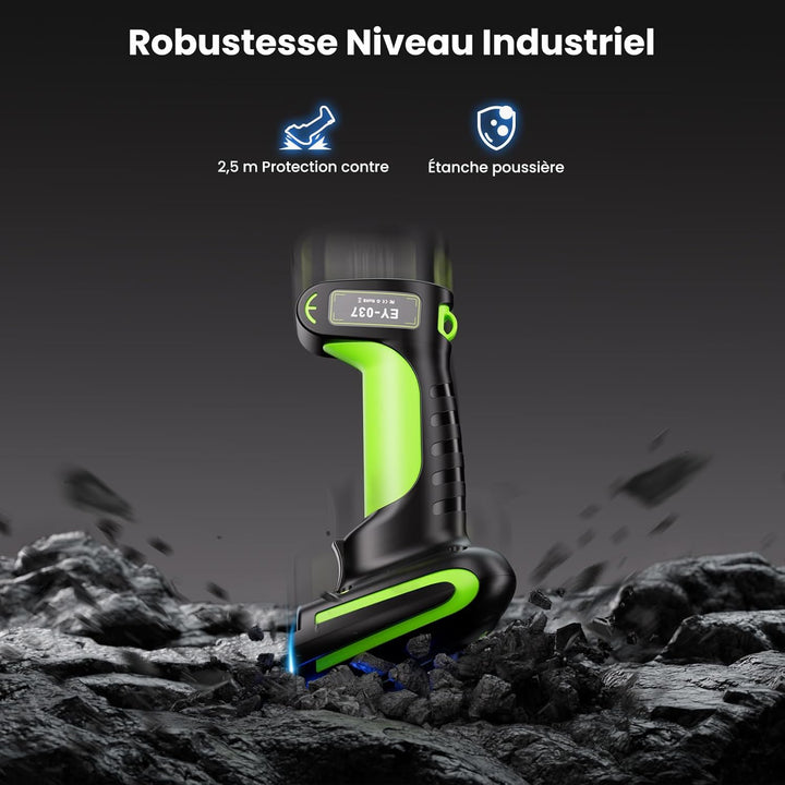 Eyoyo 2D QR Industrie Barcode Scanner Kabellos mit Kabelloser Ladeständer, Robuster, Strapazierfähig