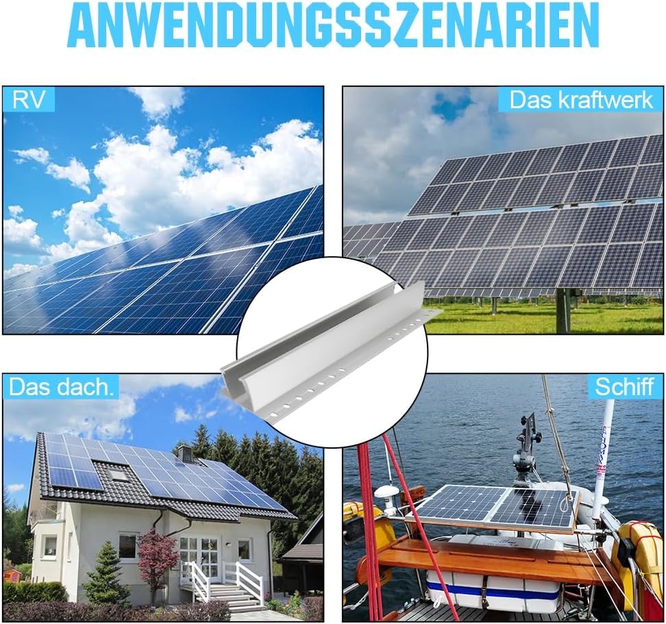 Solarmodul Halterung Kit,Flachdach PV Halterungen Kit, Alu Photovoltaik Montageschiene 300MM, für 35