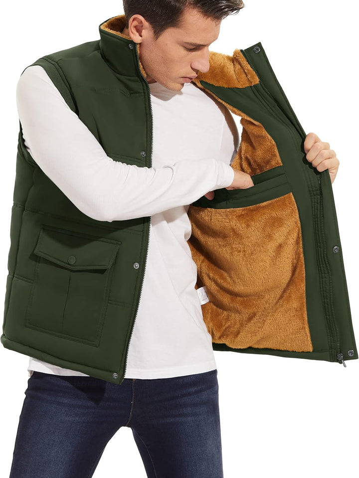 MAGCOMSEN Winterweste Herren Gefüttert Outdoor Weste Warme Fleeceweste Freizeit Ärmellos Jacke Therm