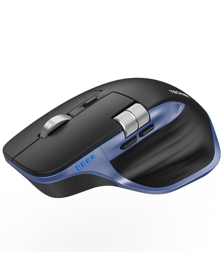 TECKNET Bluetooth kabellose Maus(BT 5.3/5.0+2,4G), Seitliches Mausrad, Superschnelles Scrollen, Wied