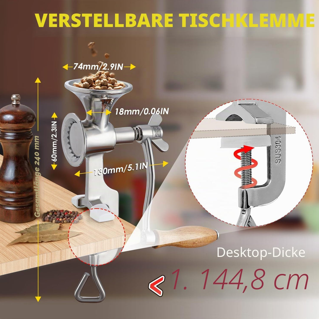 CGOLDENWALL Manuelle Getreidemühle Edelstahl Mohn Mühle Handbetriebene Kaffeemühle mit Feinheit eins