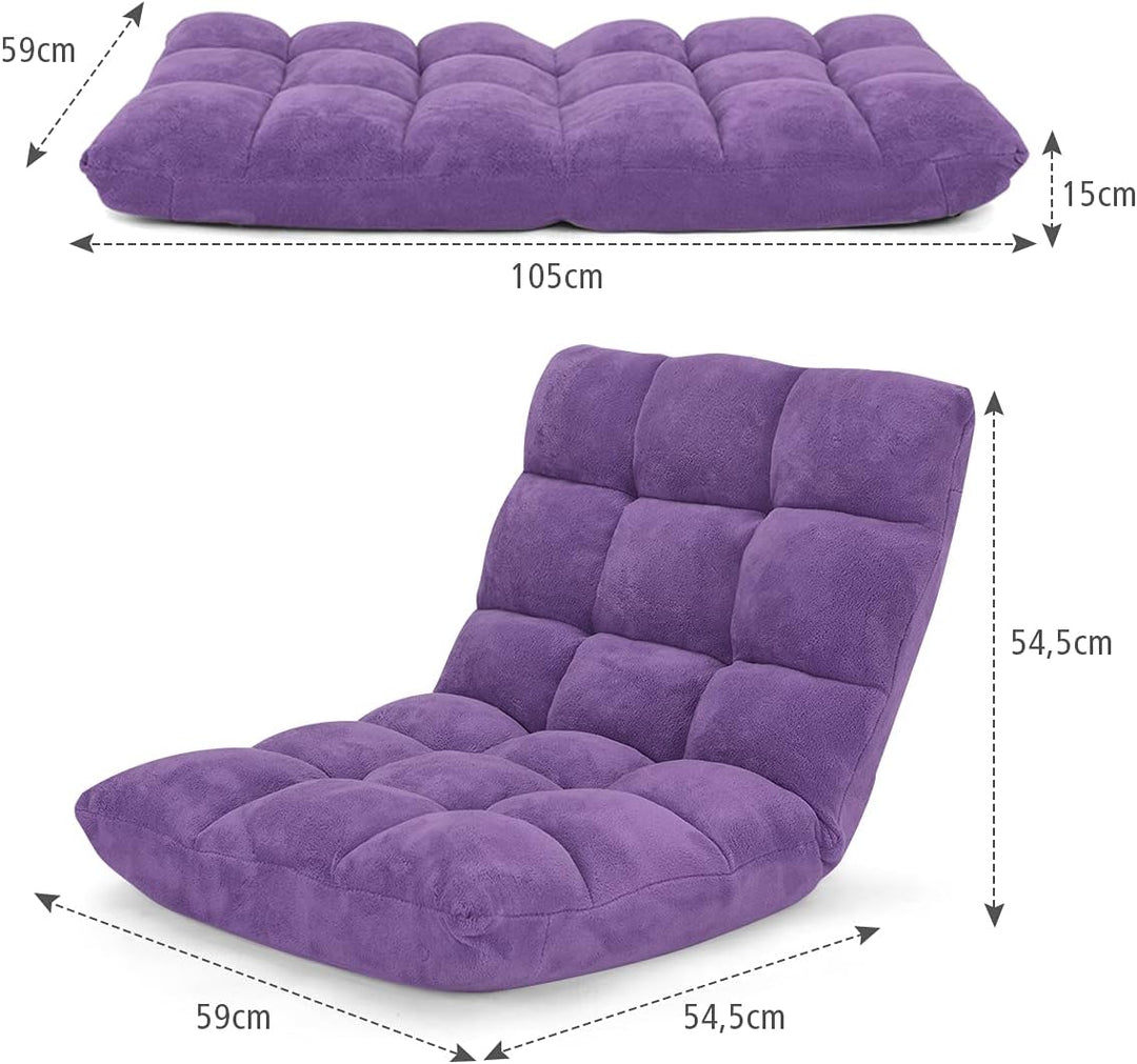GOPLUS Bodenstuhl, Bodensofa mit Rückenlehne, Bodensessel mit Schlaffunktion, Floor Chair, Lazy Sofa