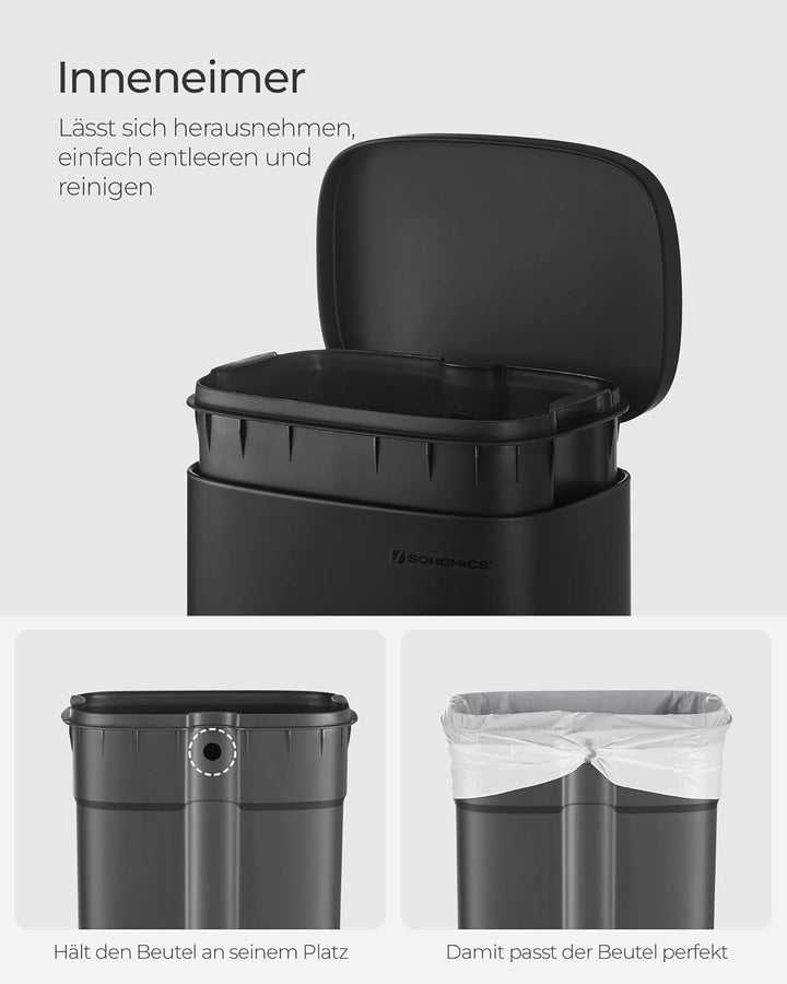 SONGMICS Mülleimer Küche, 30 Liter, Abfalleimer, Tretmülleimer, Küchenmülleimer mit Softclose-Deckel