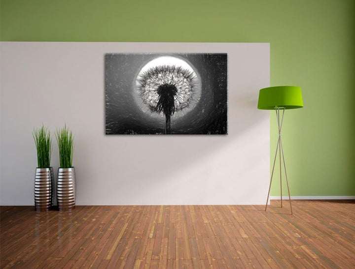 Pixxprint Pusteblume abends als Leinwandbild/Grösse: 100x70 cm/Wandbild/Kunstdruck/fertig bespannt,