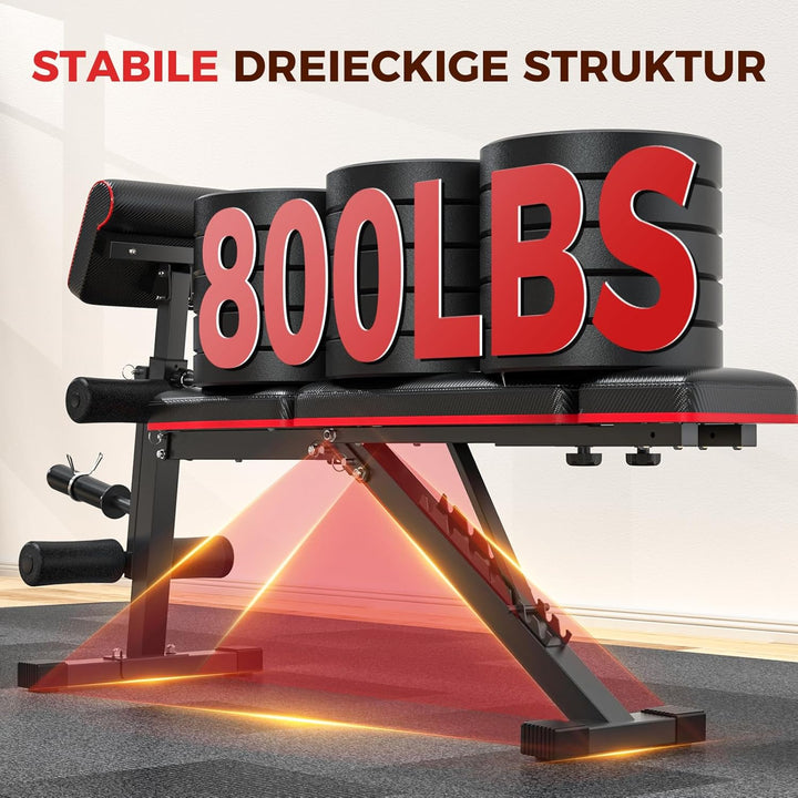 GIKPAL 360KG Hantelbank Klappbar Verstellbar, Multifunktion Trainingsbank mit Beincurler, Schrägbank