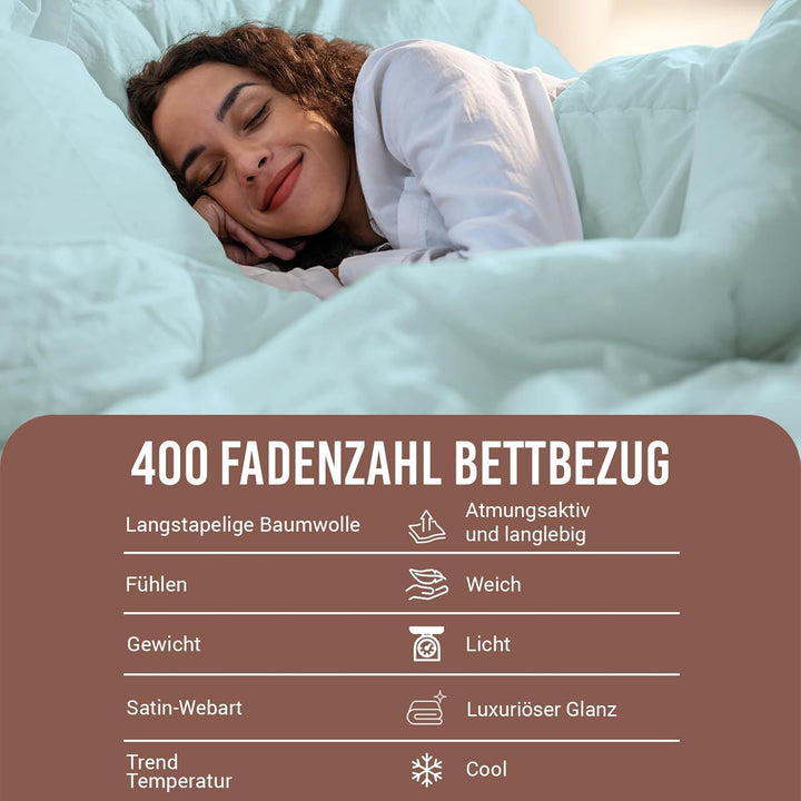 Pizuna 400 Fadenzahl aus Baumwolle Bettwäsche Baby blau 100% Langstaple Baumwolle Bettbezug und Kiss