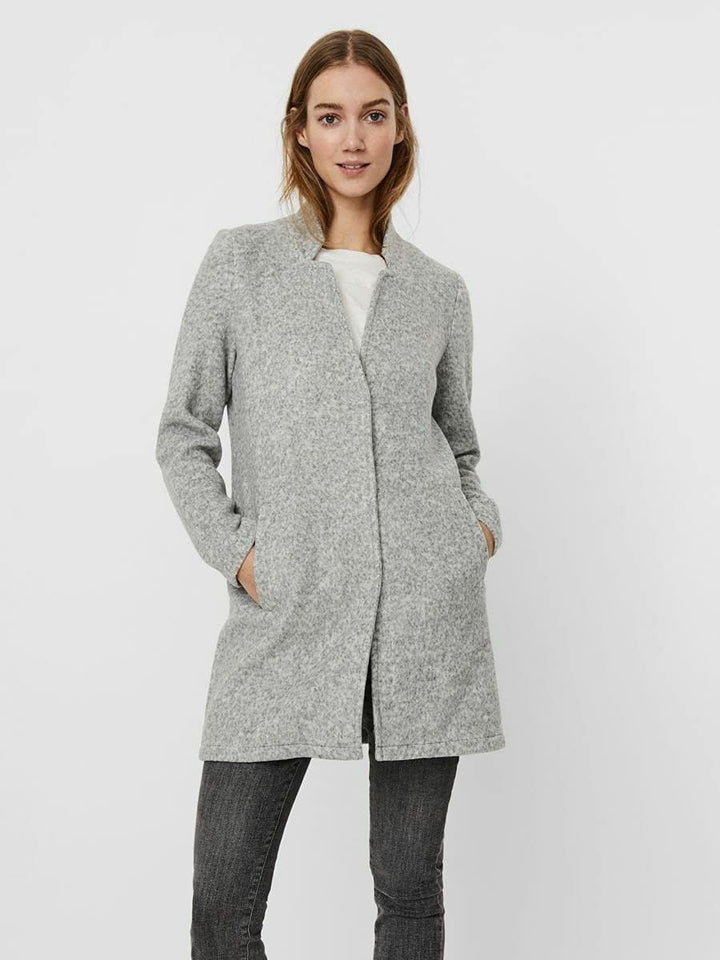 VERO MODA Damen Wollmischungs-Mantel S light grey melange, S light grey melange