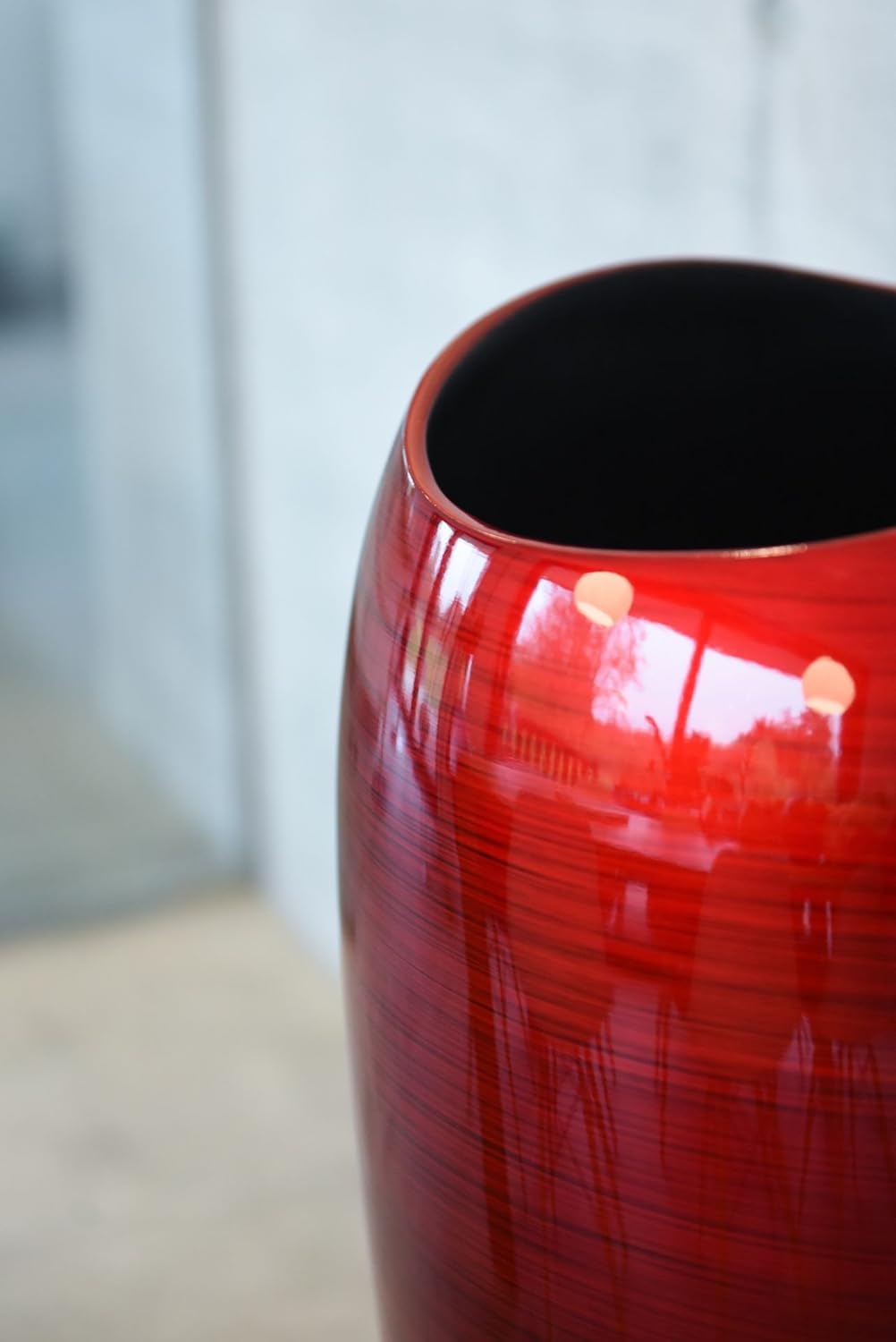 VIVANNO Pflanzkübel Pflanzgefäss Bodenvase exklusiv Deluxe Rot Schwarz Hochglanz 81 x 37 cm Rot Schw