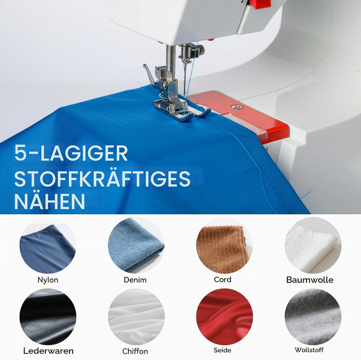 Nähmaschine für Kinder und Anfänger, 12 Stichmuster Overlock Nähmaschine, Portable Mini Sewing Machi