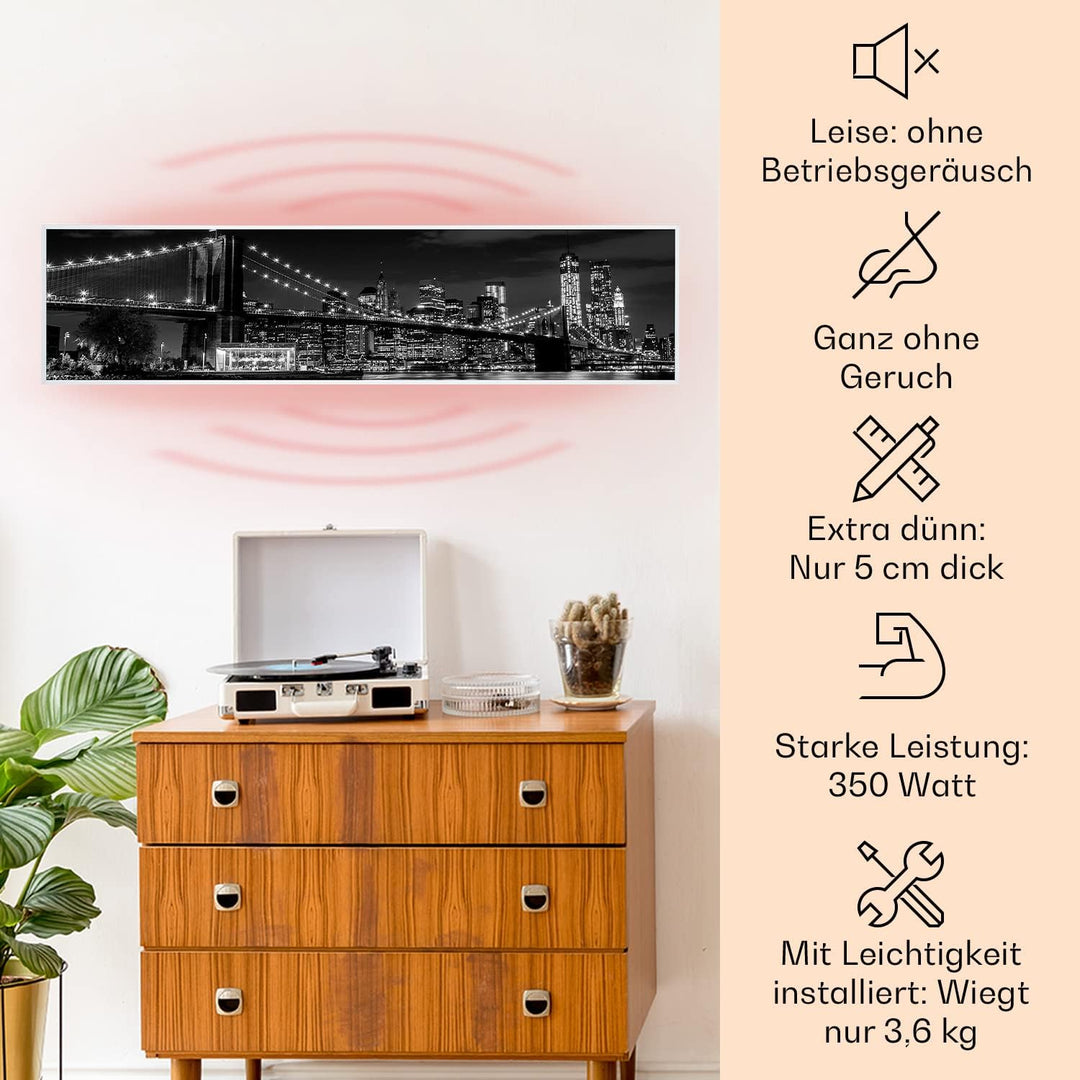 Klarstein Infrarotheizung mit Thermostat, 350W Elektroheizung, Smart Home Bild-Infrarotheizung zur W