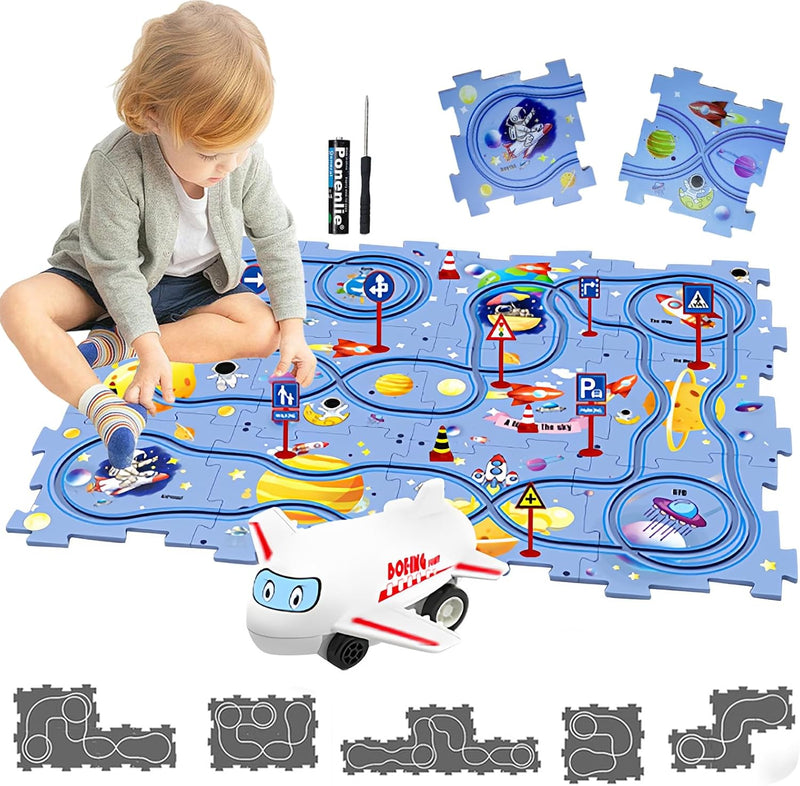 Auto Spielzeug Autorennbahn Spielzeugauto 12pcs DIY-Puzzlebahn für Kinderspielzeug DIY-Route Cars Sp