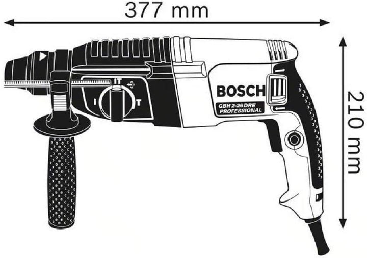 Bosch Professional Bohrhammer GBH 2-26 DRE (830 Watt , 2.7Joule, SDS-plus, Tiefenanschlag 210 mm, Al