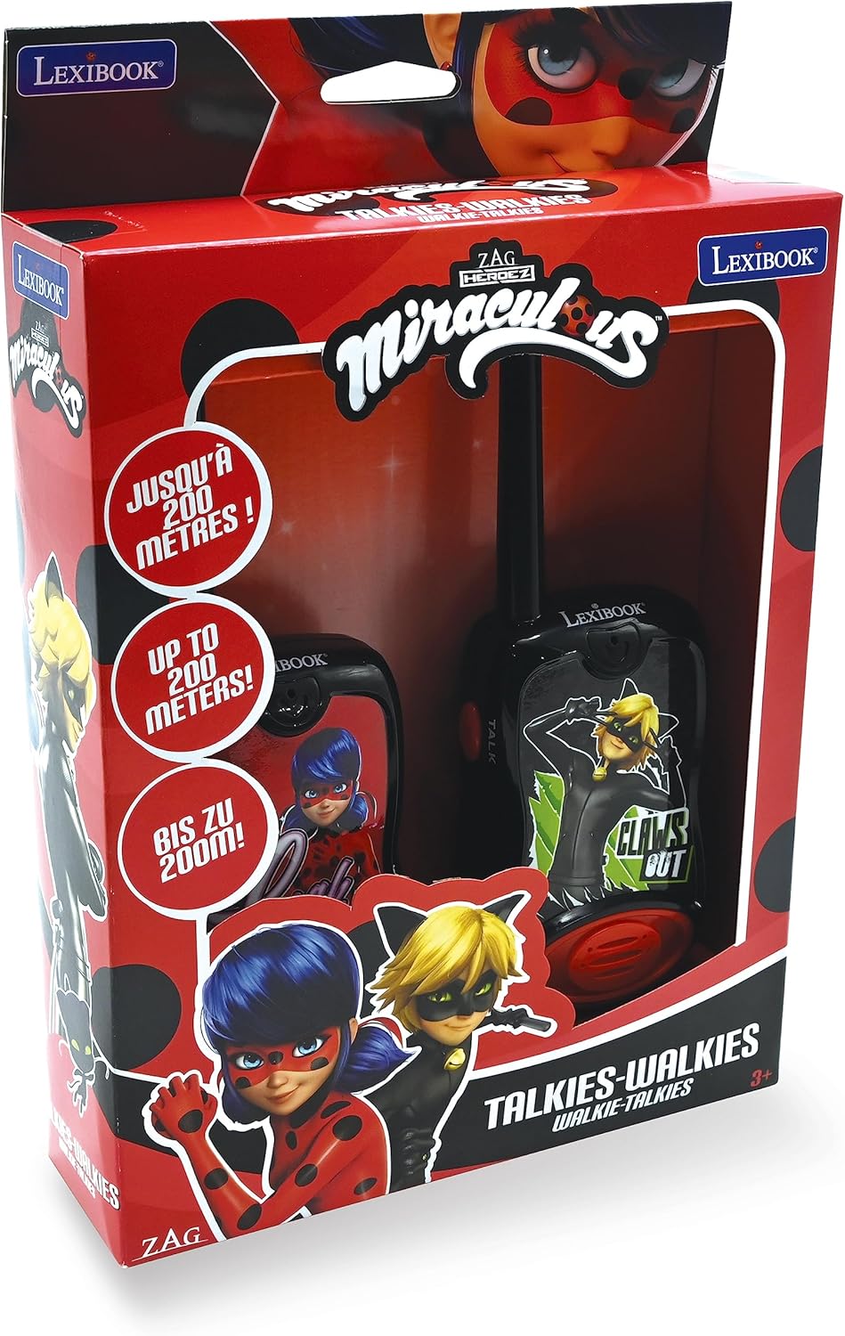 Lexibook, Miraculous Ladybug Chat Noir, Talkies-Walkies 200m, Kommunikationsspiel für Kinder, 2 Komm