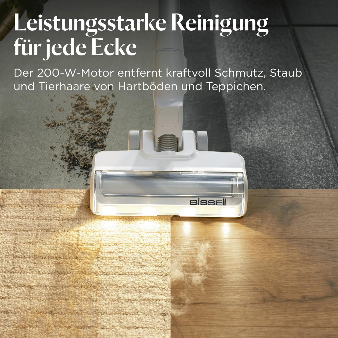 Bissell PowerClean, kabelloser Staubsauger, 200W, LED-Leuchten, Nicht verheddernde Bürstenrolle, 3-i