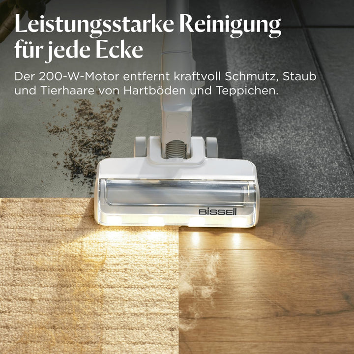 Bissell PowerClean, kabelloser Staubsauger, 200W, LED-Leuchten, Nicht verheddernde Bürstenrolle, 3-i