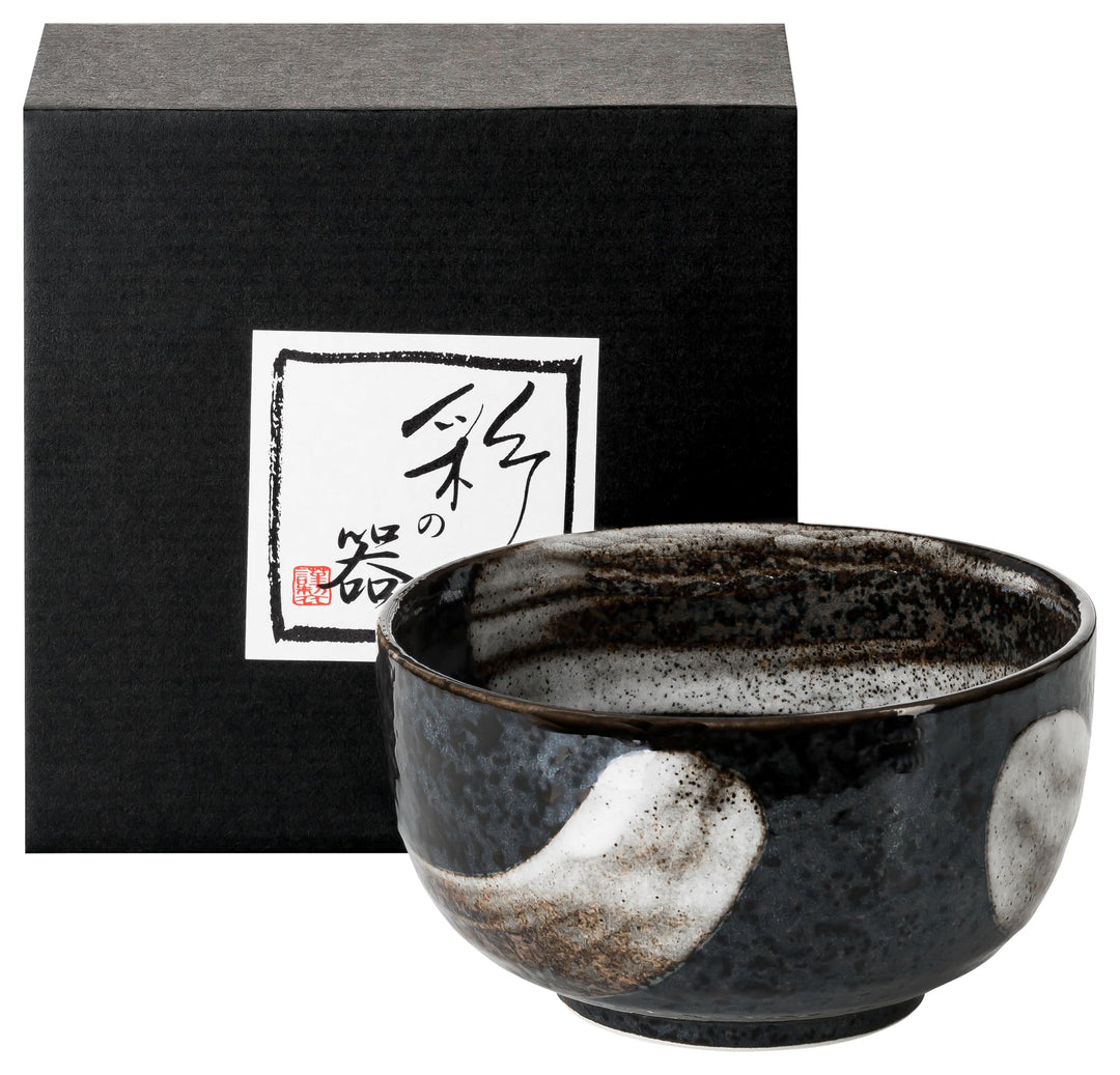 Original japanische Matchaschale HAKE-TENMOKU in Geschenkbox Porzellan Matcha Schale Ø 12,8 cm, H 7