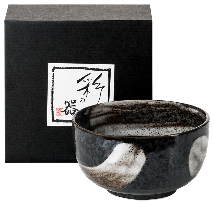 Original japanische Matchaschale HAKE-TENMOKU in Geschenkbox Porzellan Matcha Schale Ø 12,8 cm, H 7