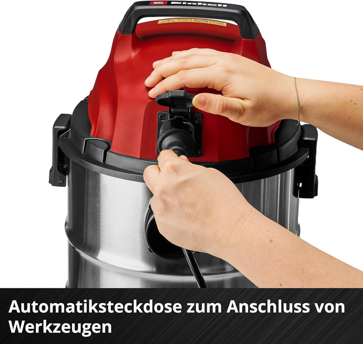 Einhell Nass-Trockensauger TC-VC 3055 SA (900 Watt, 190 mbar, Automatiksteckdose, 30 L Edelstahlbehä