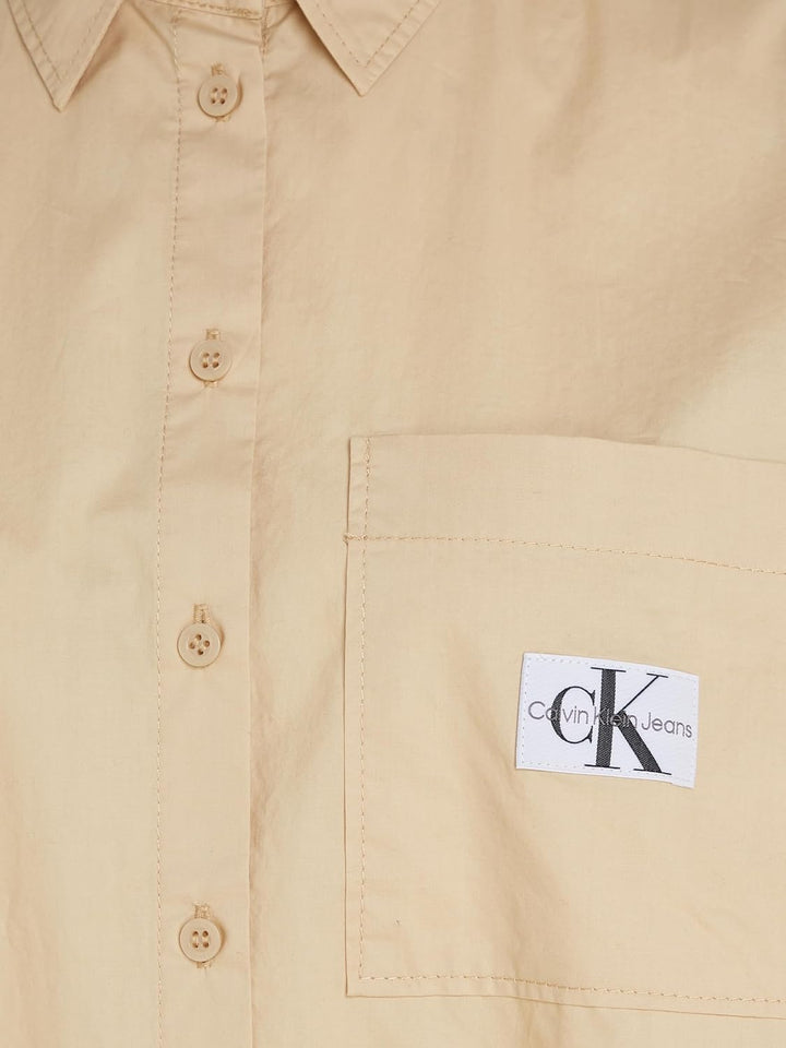 Calvin Klein Damen Woven Label Relaxed Shirt J20j222610 Gewebte Oberteile M Beige (Warm Sand), M Bei