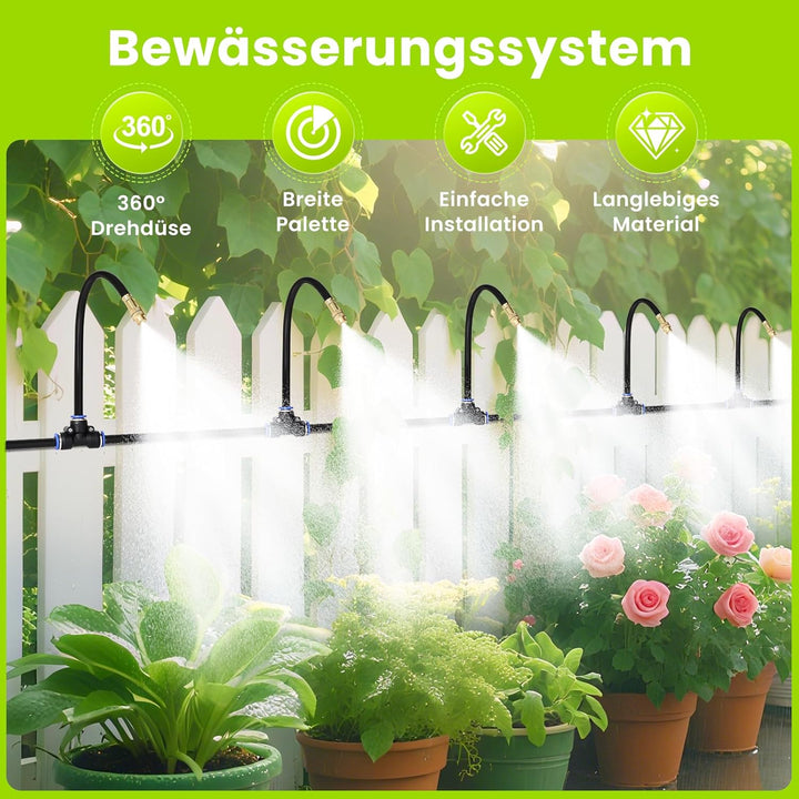 Bewässerungssystem- 360° Rundum-Bewässerung - Wassersparend,für Garten, Gewächshaus,balkon garten, H