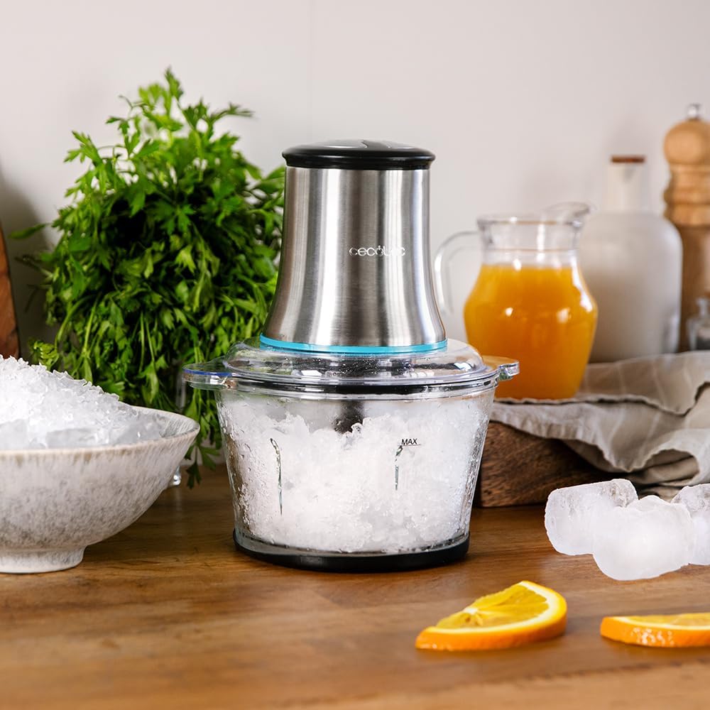 Cecotec Zerkleinerer ChopBeat 2000 Vindaloo Glass, 500W, Hacken, Zerkleinern, Schneiden, 4 Edelstahl