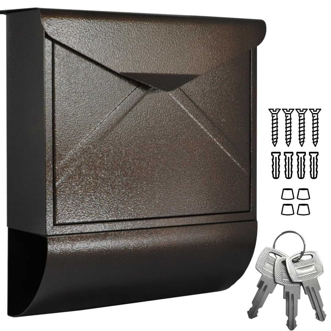 Designer Briefkasten Wandbriefkasten Postkasten mit Zeitungsrolle Zeitungsfach Braun Bronze Antik Br