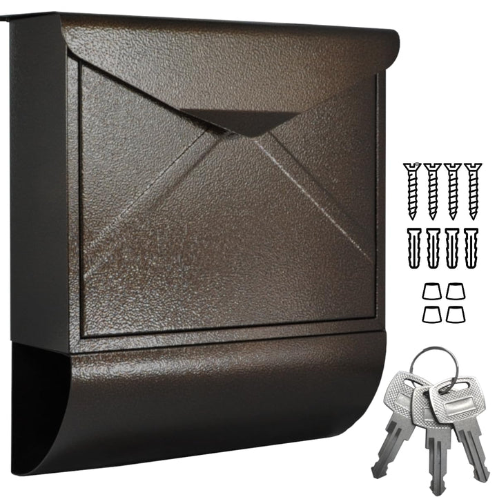 Designer Briefkasten Wandbriefkasten Postkasten mit Zeitungsrolle Zeitungsfach Braun Bronze Antik Br