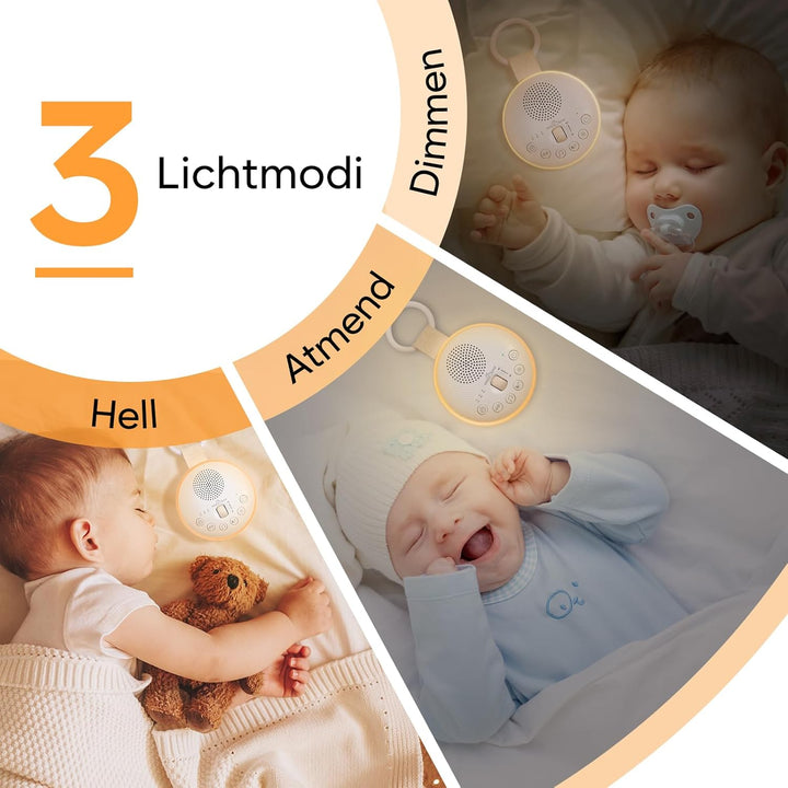 Easy@Home White Noise Maschine Baby - Tragbare Einschlafhilfe mit 34 beruhigenden Klängen Weisses Ra