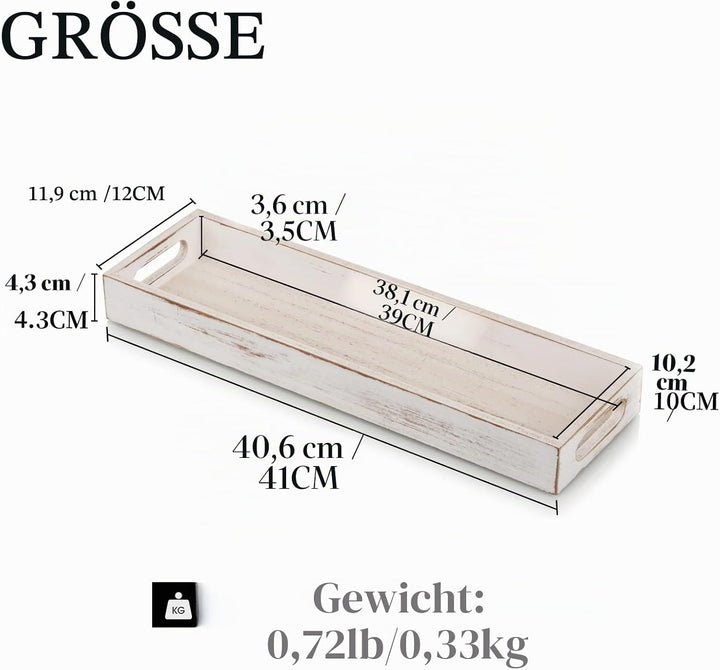 Holztablett Länglich Deko Tablett Holz: Hanobe Dekotablett Rechteckig Vintage Lang Tabletts Klein Ke