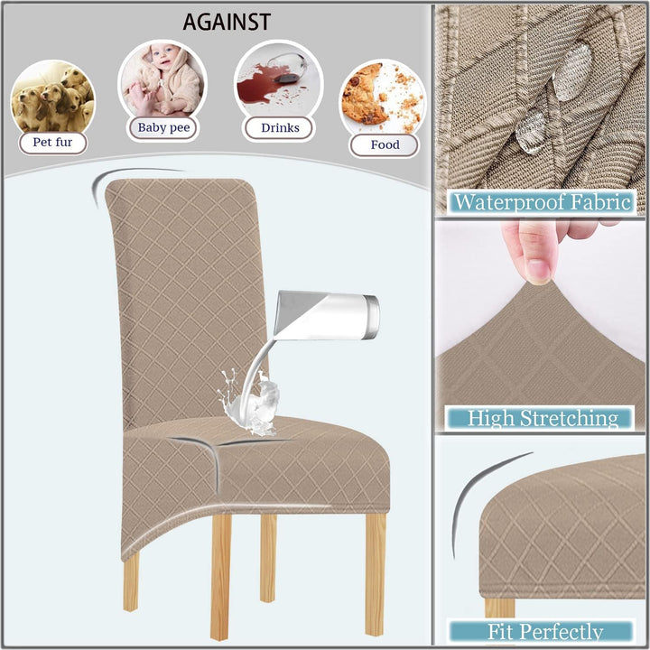 SHENGYIJING 1/2/4/6 PCS Diamond Lattice FStretch wasserdichte XL Stuhlhussen für Esszimmer, Spandex