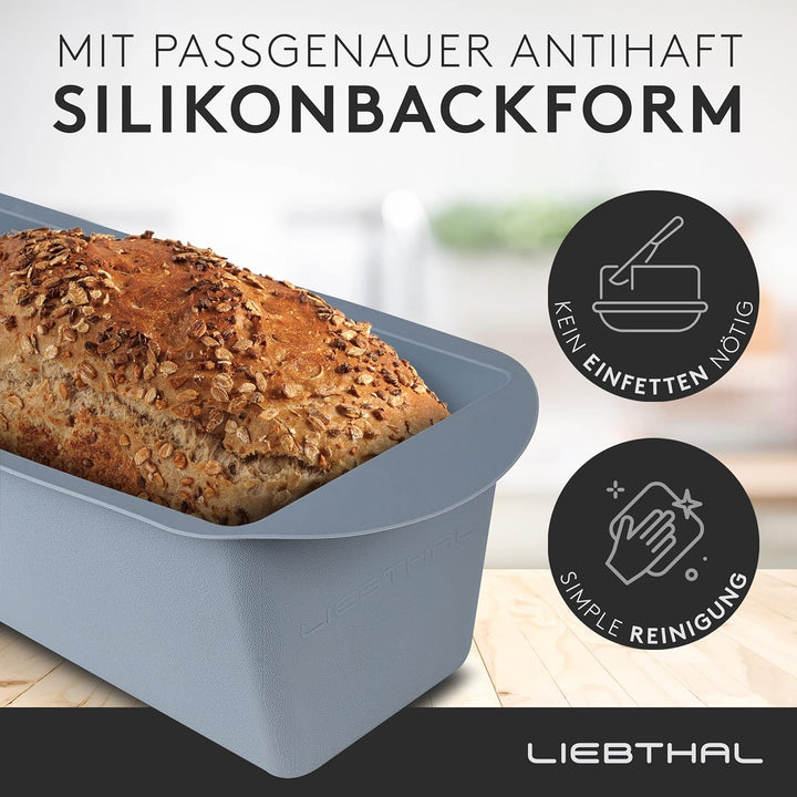LIEBTHAL Brotbackform mit Deckel -passgenauer Antihaft-Silikoneinlage - Bereits eingebrannter Gussei