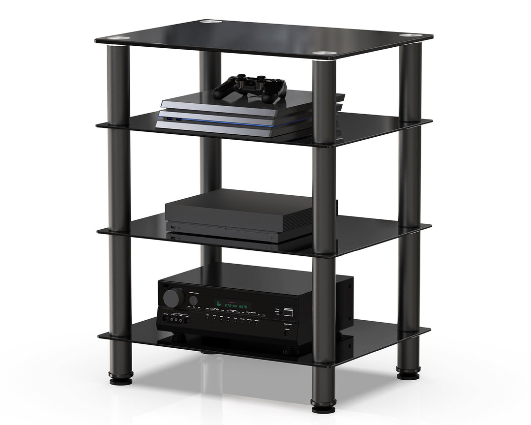 FITUEYES TV Rack HiFi Regal Audio Schrank Glas und Alu 600x455x762mm AS406001GB 600*455*762mm, 600*4