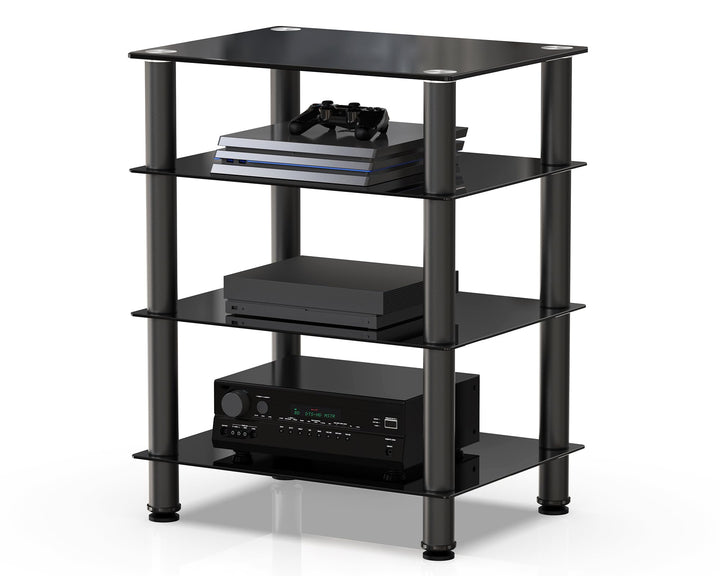 FITUEYES TV Rack HiFi Regal Audio Schrank Glas und Alu 600x455x762mm AS406001GB 600*455*762mm, 600*4