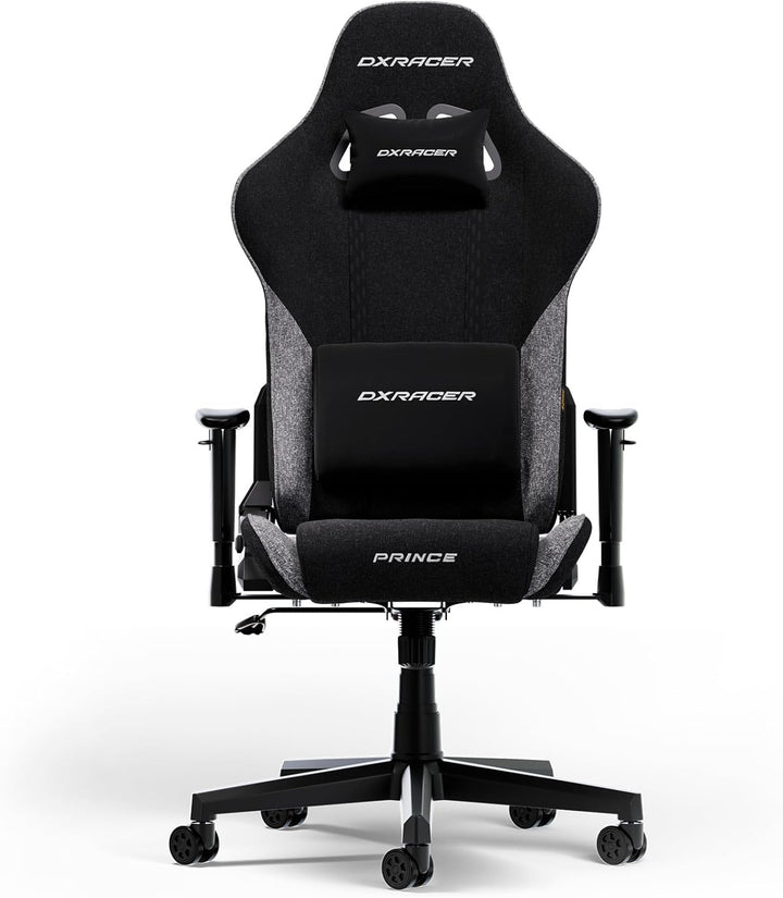 DXRacer Prince L Schwarz & Grau Stoff das Orginal Gaming Stuhl Schwarz & Grau PF24 Stoff, Schwarz &