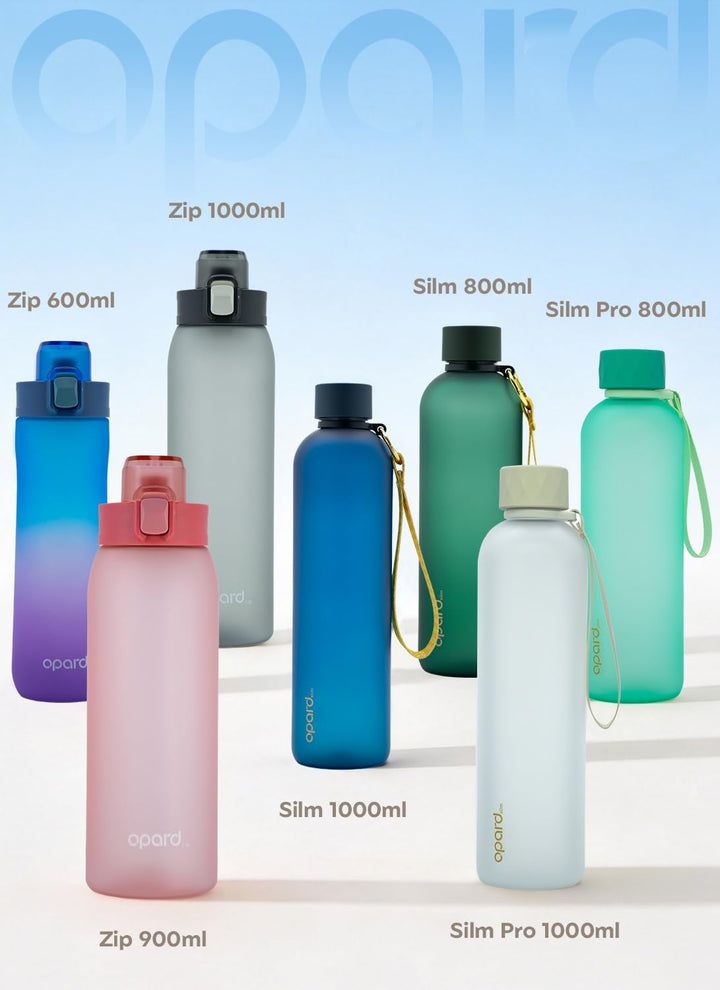 Opard Slim Trinkflasche 1l, Kohlensäure geeignet Wasserflasche, Water Bottle Spülmaschinenfest, BPA
