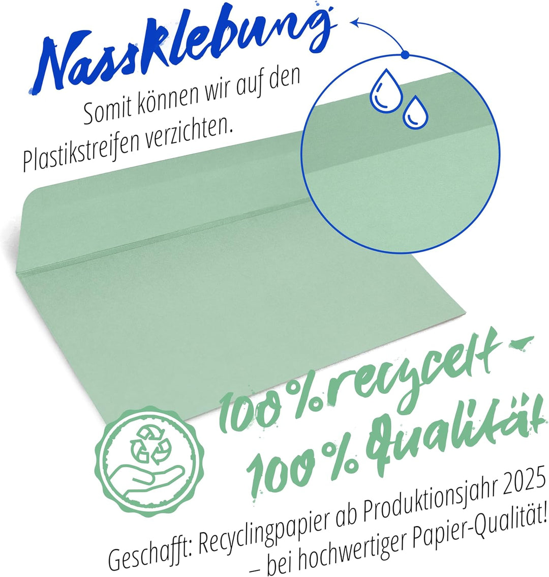 Japun – Briefumschläge (100 Stück) aus Papier, Kuvert, Umschlag ohne Fenster - DIN lang - 220 x 110