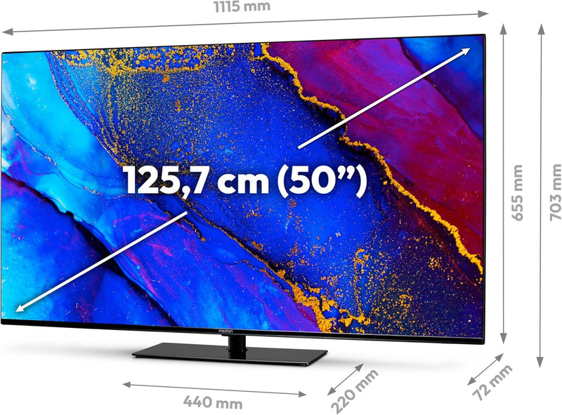 MEDION X15020 (MD 30731) 125,7 cm (50 Zoll) Fernseher (Smart TV, 4K Ultra HD, Dolby Vision HDR, Dolb