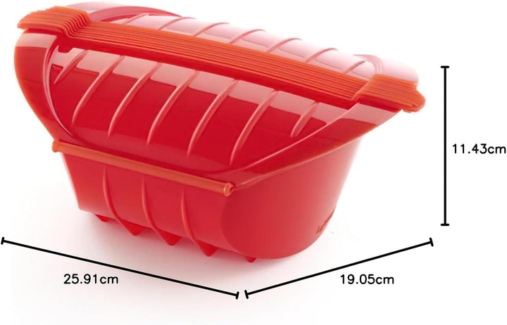 Lékué Ogya rojo Dampfbox XL in rot, Kunststoff, 1000 ml Rot 15x10x8 cm Dampftiefe Tasche, Rot 15x10x