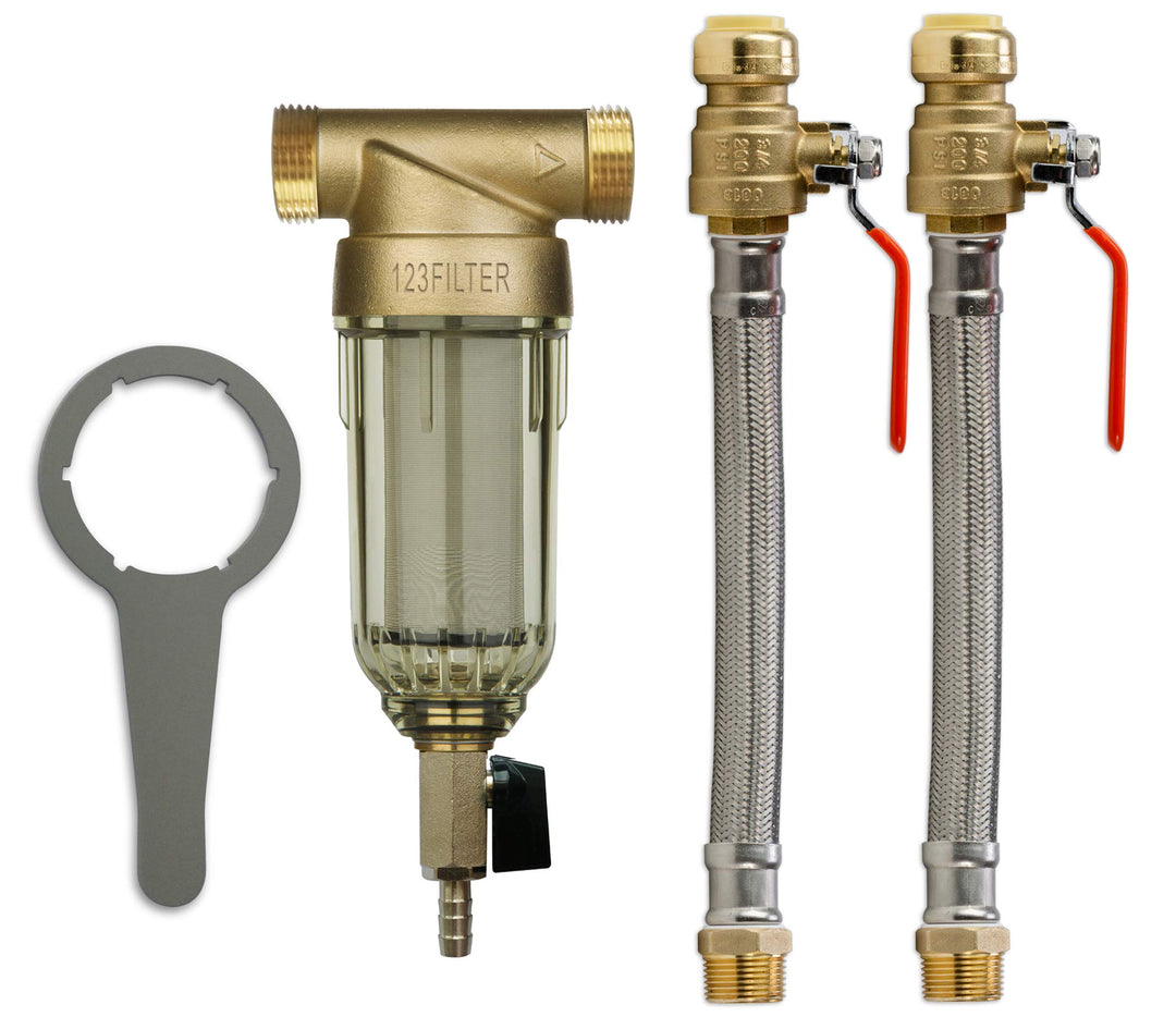 iSpring WSP-50 Wiederverwendbarer Sedimentwasserfilter für das ganze Haus, 50 Mikron mit Push-to-Con