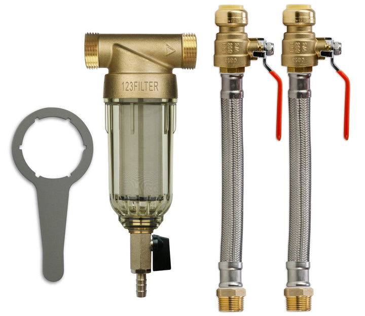 iSpring WSP-50 Wiederverwendbarer Sedimentwasserfilter für das ganze Haus, 50 Mikron mit Push-to-Con