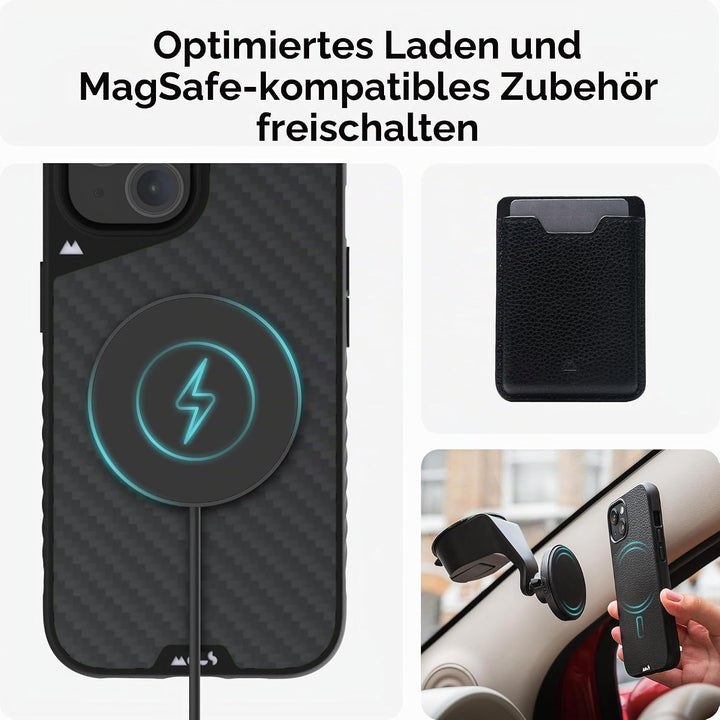 Mous Hülle für iPhone 15 MagSafe Kompatibel Case - Limitless 5.0 - Carbonfaser - Handyhülle iPhone 1